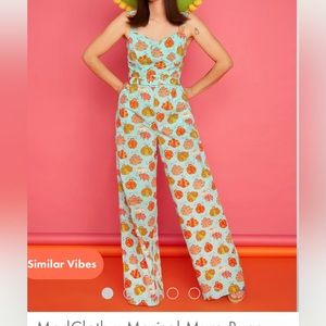 ModCloth x Marisol Muro Bugs and Kisses Wide-Leg Jumpsuit - Blue Ladybug / S
